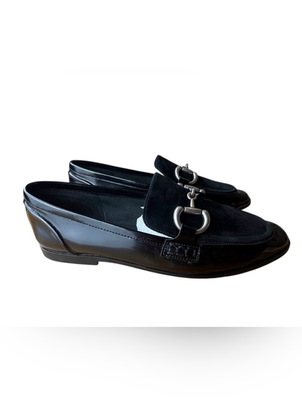 Jeffrey Campbell Velviteen Bit Loafer Womens 8.5 Black Leather Silver Buckle